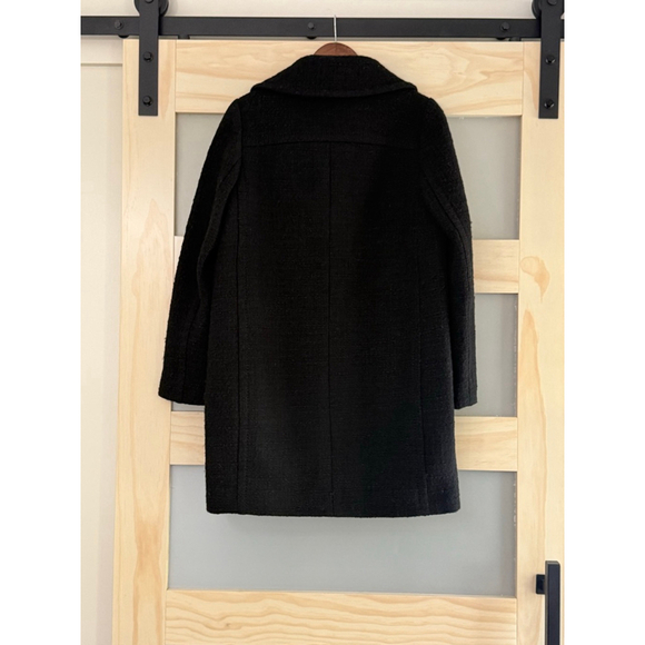 Kate Spade Black Wool Blend Coat Size 6 Colorful Button Fuzzy Textured Mid Lengt - Picture 2 of 6